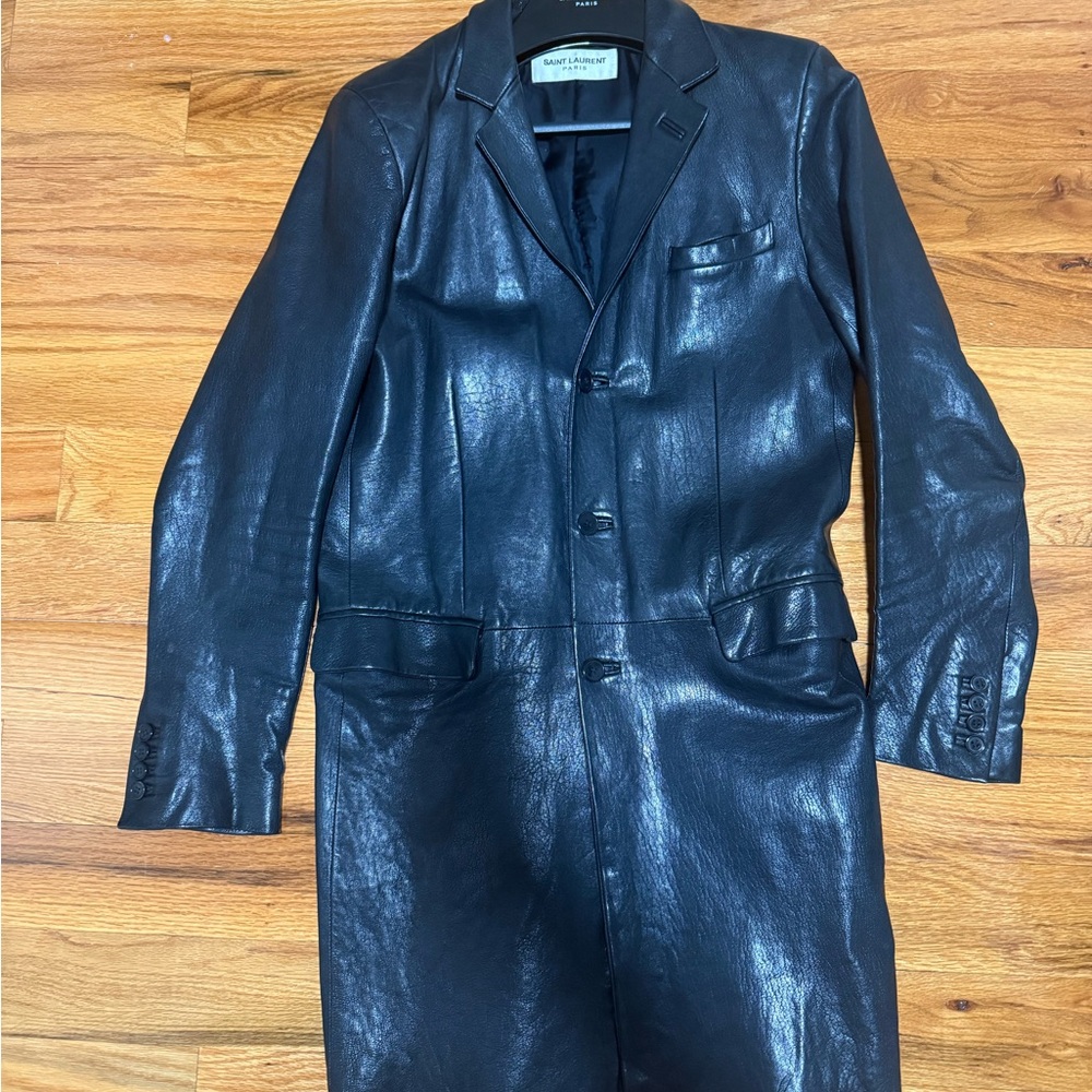 Men's Saint Laurent Black Leather Coat